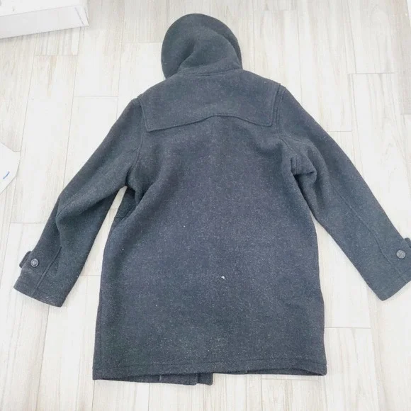 VTG Mens Lands End Wool Duffle Pea Coat Leather Toggles Blanket Lined Fall 42-44 - Picture 2 of 6